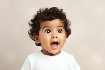 Innocent Amazement: Baby's Reaction Captured in Bright Hues generative ai