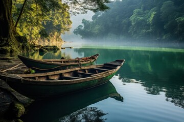 Enchanting Meghalaya: Explore Nature's Wonderland 
Stock Image Boat in River generative ai