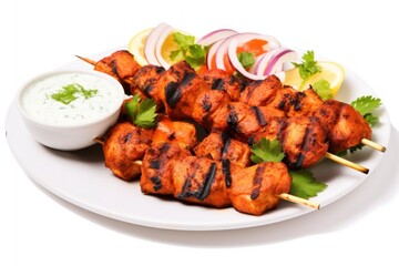Indian style grilled chicken wings with vegetables generative ai 