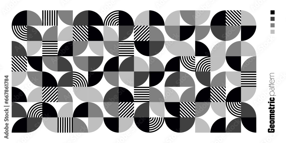 Wall mural geometric trendy pattern, bauhaus style. modern background with simple elements. retro texture with 