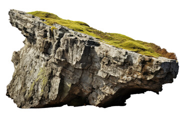 rock with moss and grass isolated on transparent background, png file