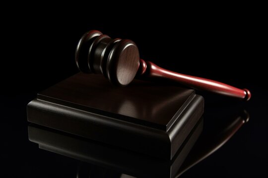 Judge's gavel on black background. Generative AI