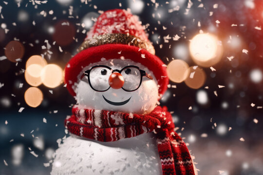cute snowman wearing a hat