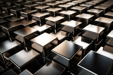 Abstract metal cubes as background. Generative AI