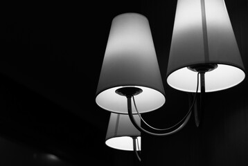 Fototapeta premium Interior chandelier. Black and white photo.