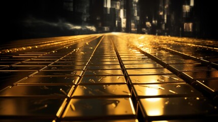 Physical gold trading investment concept with road from gold bars. Investing in Tax Free Gold Bullion · Investment Gold Bars and Coins