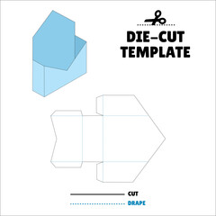 Box With Flip Lid Packaging Die Cut Template Design. 3D Mock Up. - Template Caixa de embalagem die corte modelo design. Sacola, Envelope - Caixa Envelope - Letter