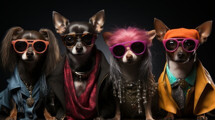 Beautiful dogs at a fashion show