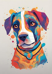 Isolated image of a dog's head in abstract colors