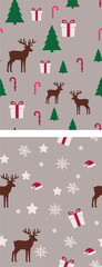 Vector illustration. Large set of Christmas seamless fabric for printing.