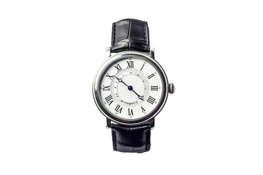 Classic wristwatch with black leather strap