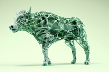 3D illustration of a cow's lymphatic system. Generative AI