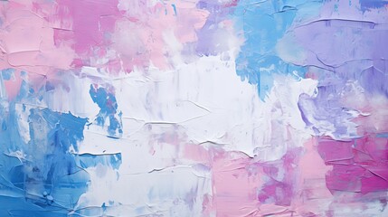 Fototapeta premium A detailed view of a vibrant urban wall texture featuring shades of purple, pink, and blue, adorned with white paint strokes. This contemporary pattern serves as an innovative design element