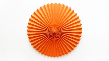 Orange paper fan isolated on white background