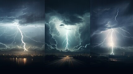  Lightning thunderstorm flash night Concept 