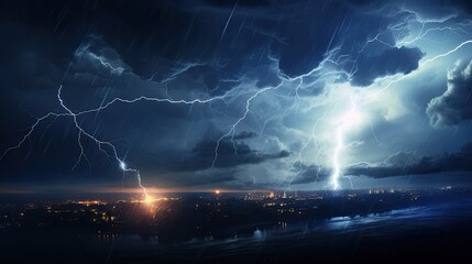  Lightning thunderstorm flash night Concept 