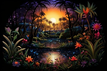 Fototapeta premium Soothing oasis spirits, granting respite and solace to weary travelers - Generative AI