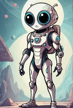 cartoon alien astronaut suit with spaceman cartoon alien astronaut suit with spaceman astronaut with space theme illustration