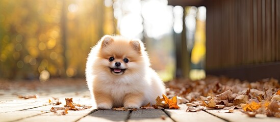 Playful Pom puppy outside