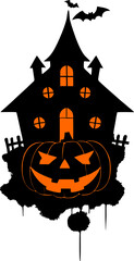 simple black and orange graphic pattern silhouette halloween, logo, design