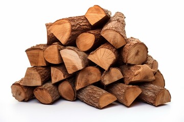 Firewood for sale. Isolated on white background. Generative AI