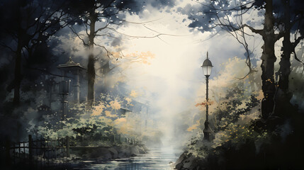 Obraz premium sunset in the forest