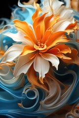 A close up of a flower on a plate. AI image.