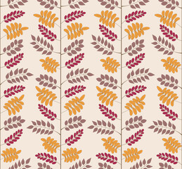 Autumn bright seamless pattern with colorful twigs.