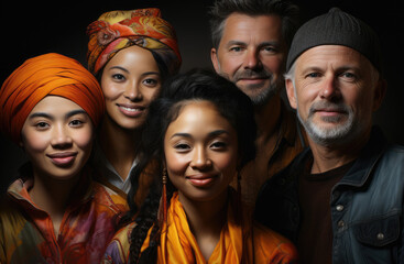 International artists coming together for a collaborative art project, celebrating cultural diversity and creativity. Generative Ai.