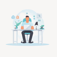 businessman working in office. vector illustration.businessman working in office. business concept illustration businessman working in office. vector illustration.