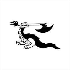 vector illustration of animal holding an ax concept