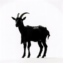A goats head silhouette against white background.