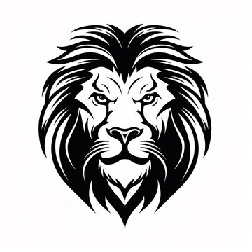 recommend clip art: Full face a lion head silhouette against white background.