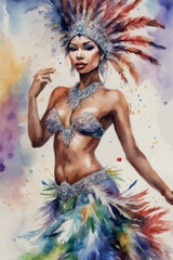 beautiful woman in a dress with a feather beautiful woman in a dress with a feather beautiful girl in a watercolor with feathers