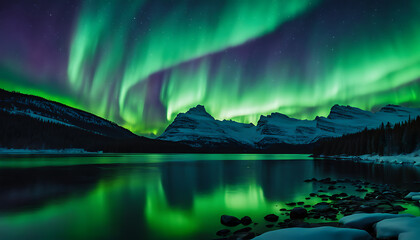 Cool shades of blue, purple, and green simulate the majestic beauty of the Northern Lights