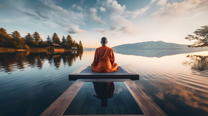 Monk Mindfulness Meditation, AI Generative