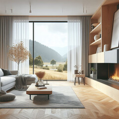 Modern living room with a window