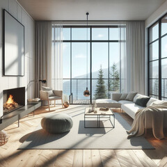 Modern living room with a window