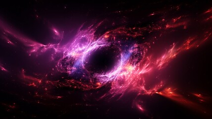 Fototapeta na wymiar Supermassive black hole with red purple fire photography image Ai generated art