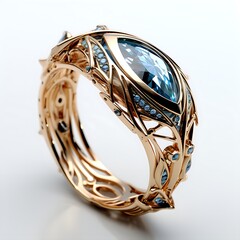 elegance in gold: filigree ring with blue gemstones