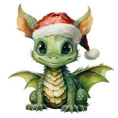 cute dragon in santa claus hat - 667890390