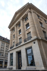Building and street at city of Lausanne, Switzerland