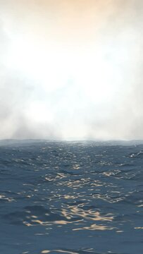 Blue Ocean View with Clouds on the Horizon vertical video