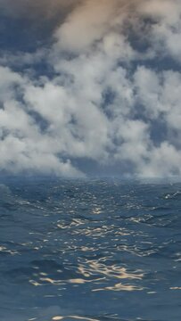 Blue Ocean View with Clouds on the Horizon vertical video