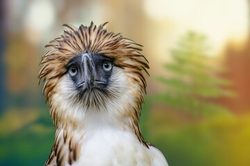 The Philippine eagle (Pithecophaga jefferyi) is one of the most endangered bird species in the world.Philippine eagle (Pithecophaga jefferyi) (Monkey-eating eagle), Davao, Mindanao, Philippines,  Asia