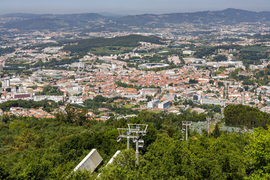 Panoramic view of Guimaraes from Santa Catarina hill. Guimaraes is one of the finest cities in northern Portugal, and is fondly regarded by the portuguese as the birthplace their country. 