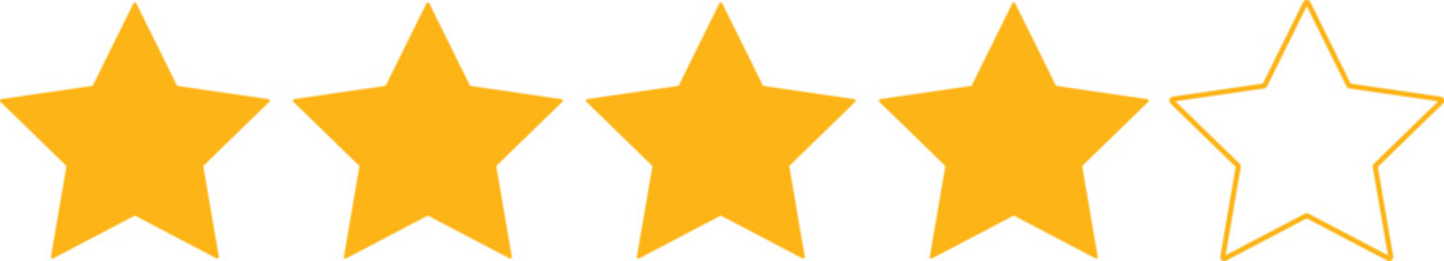 Four star rating. Product review Flat & Unique icon for apps and websites