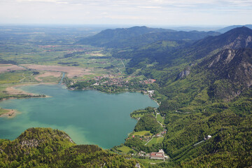 Fototapeta na wymiar The panorama from mountain Herzogstand, Bavarian Alps