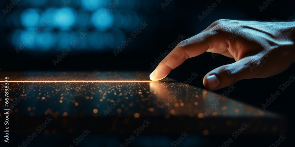 Fototapete finger gracefully touches a touch detection screen, embracing the seamless connection of human inter