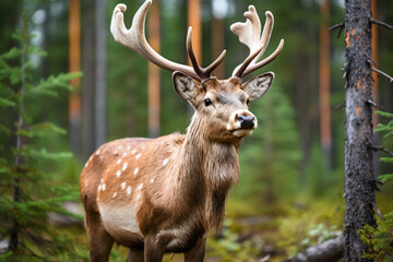  deer with a wary look in the forest